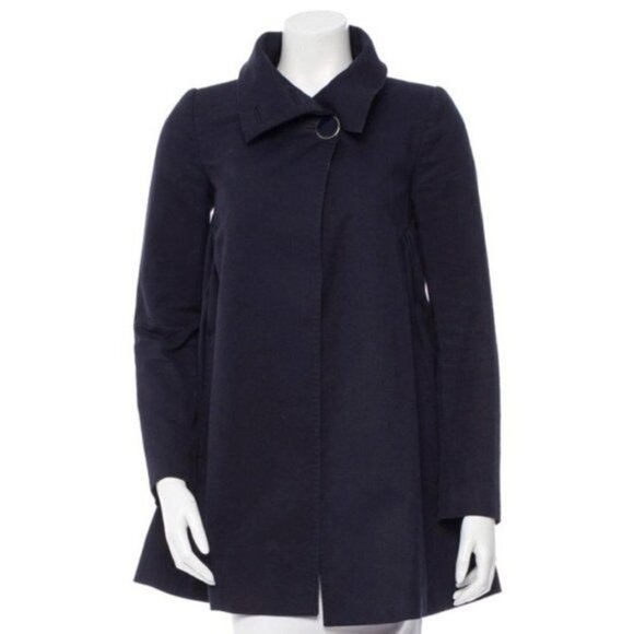 Stella McCartney Navy Blue Swing Coat with Oversized Enamel Buttons 46 US 12 - Picture 3 of 11